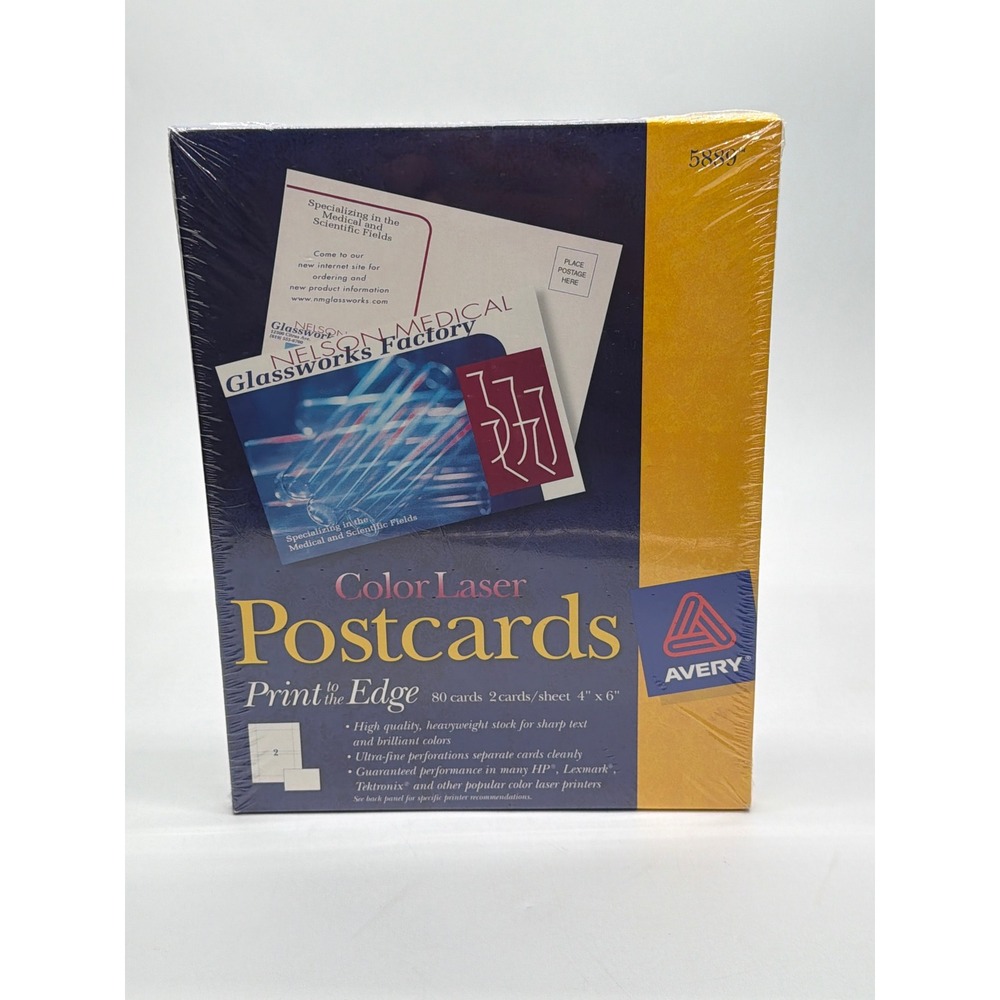 Avery 5889 Color Laser Postcards 4x6 Print to the Edge 80 Cards New Sealed 2000
